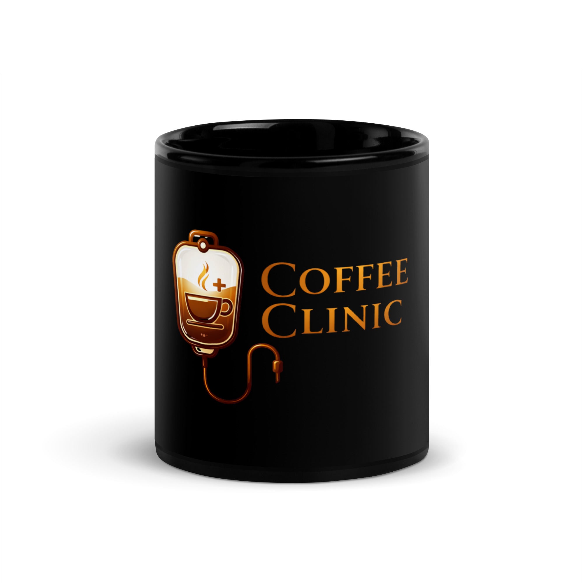 Black mug with Coffee Clinic logo